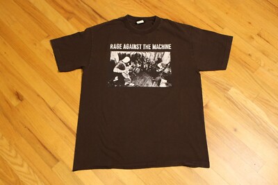 Vintage 90s Rage Against the Machine Brown T-Shirt Giant Tag Size