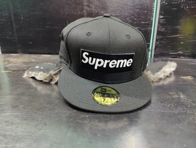 SUPREME x NEW ERA Ear Flap Faux FUR TRAPPER Hat Black FW19 7 3/8