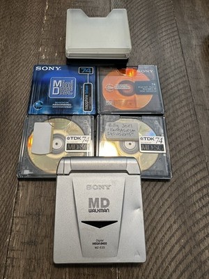 Sony MD Minidisc Walkman MZ-E33 Player Tested Working + 3 Discs +