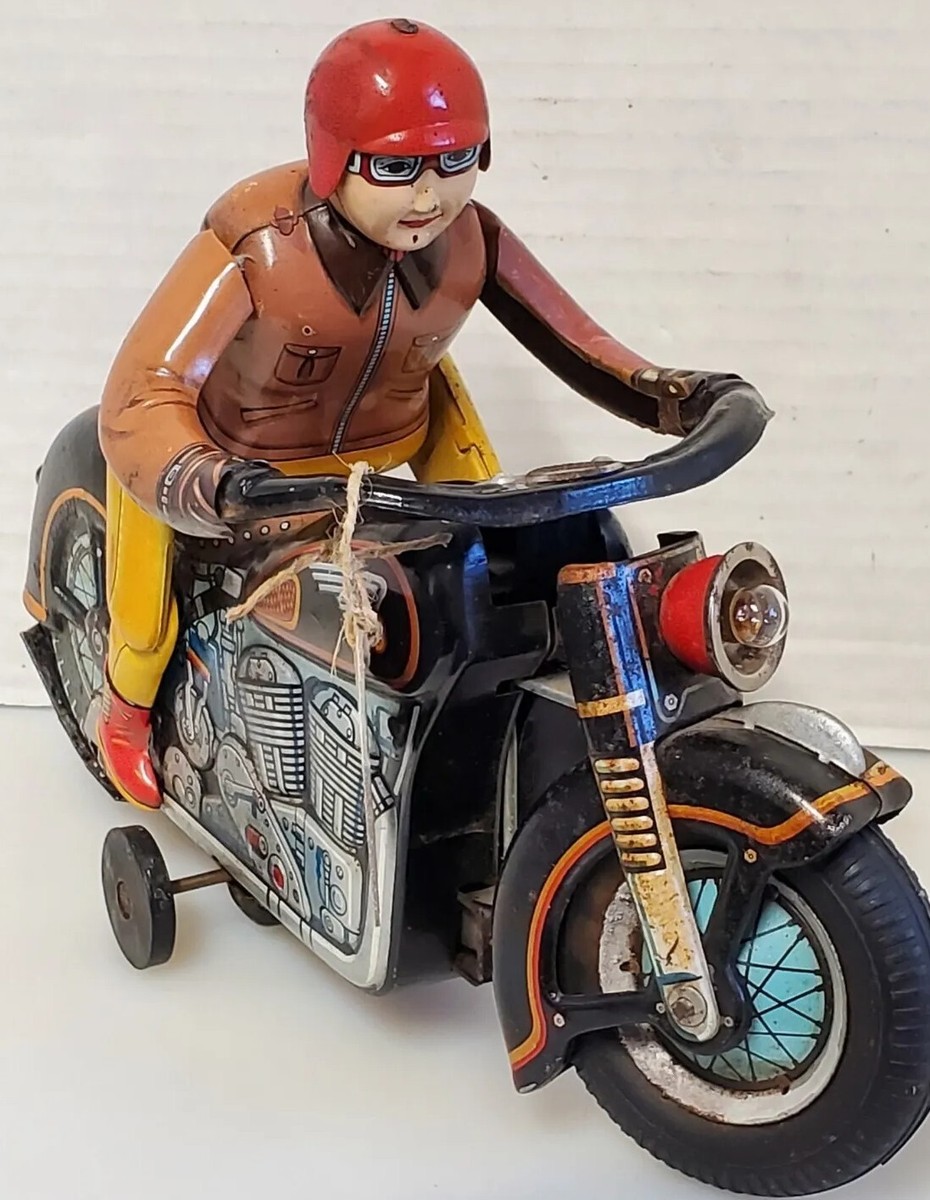 VINTAGE TOY 1950s MOTORCYCLE TIN LITHO BATTERY OP. T.M. JAPAN