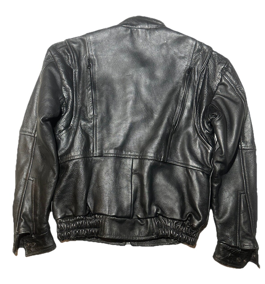 Vintage Leather Jacket Size 36 Biker Style Heavyweight Moto Riding