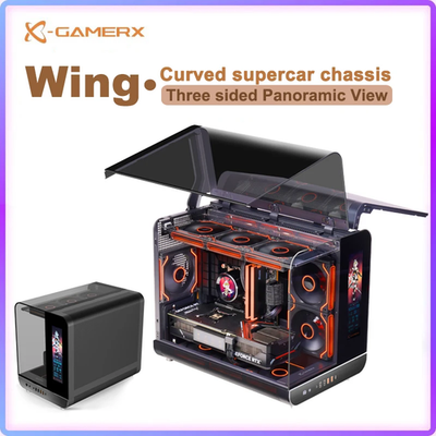 PowerTrain X-GAMERX Phantom Wings MATX Gaming Case LCD 360 Water
