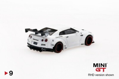 MINI GT 9 LBWK Nissan GT-R (R35) Matte White Type 1, Rear Wing Ver