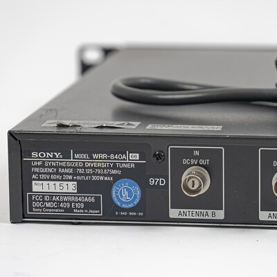 Sony WRR-840A UHF Synthesized Diversity Tuner (782.125–793.875 MHz
