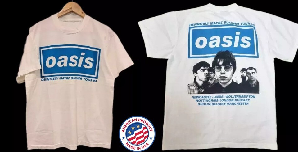 NEW Oasis Definitely Maybe Summer Tour 1994 T Shirt Full Size S