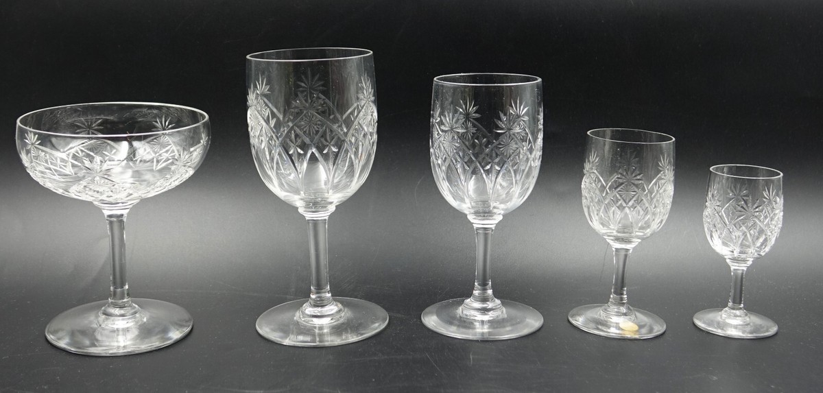 French Baccarat Chartreuse Crystal Cut Colors Glasses Glassware