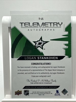 2024-25 SP Authentic LOGAN STANKOVEN Rookie Telemetry Auto Stars