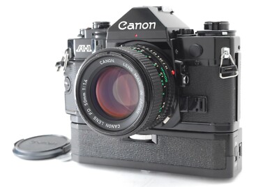 N MINT w/ Motor Drive] Canon A-1 SLR Black Film Camera NFD 50mm f1
