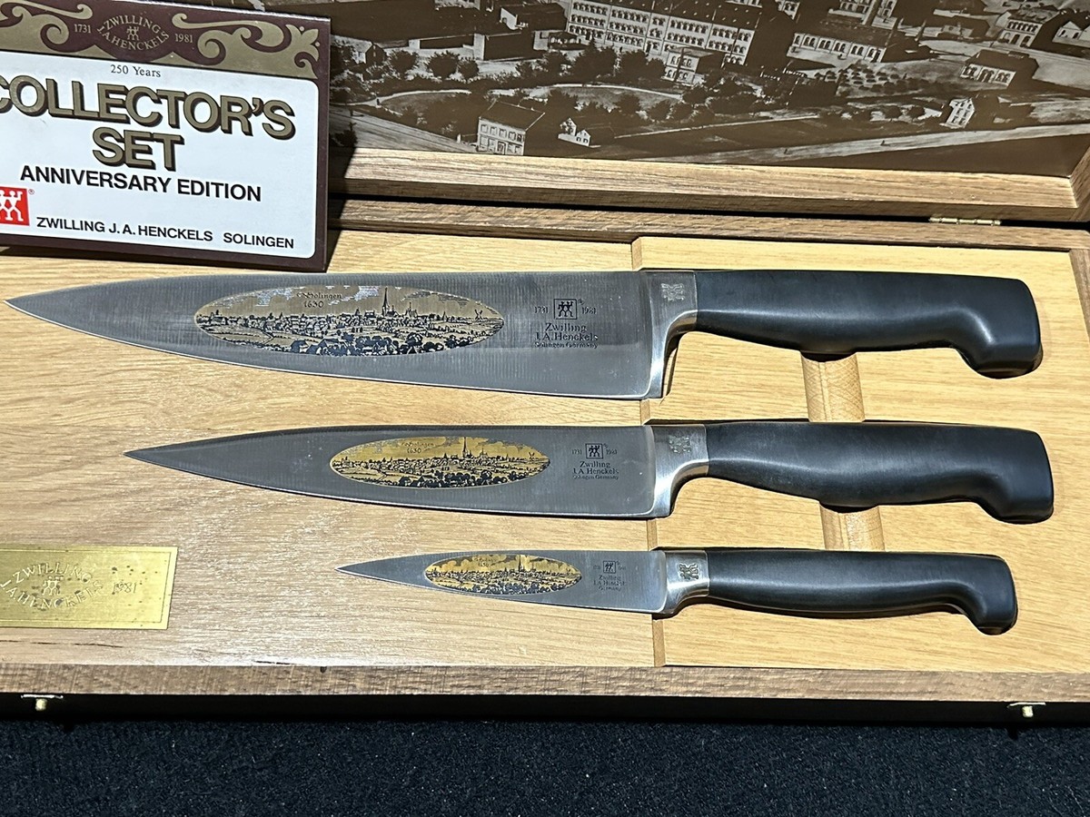 J.A. HENCKELS ZWILLING 3 PIECE KNIFE SET VINTAGE 250th Anniversary