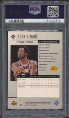 1998 Upper Deck Black Diamond Triple GOLD Kobe Bryant 46 /1500 PSA