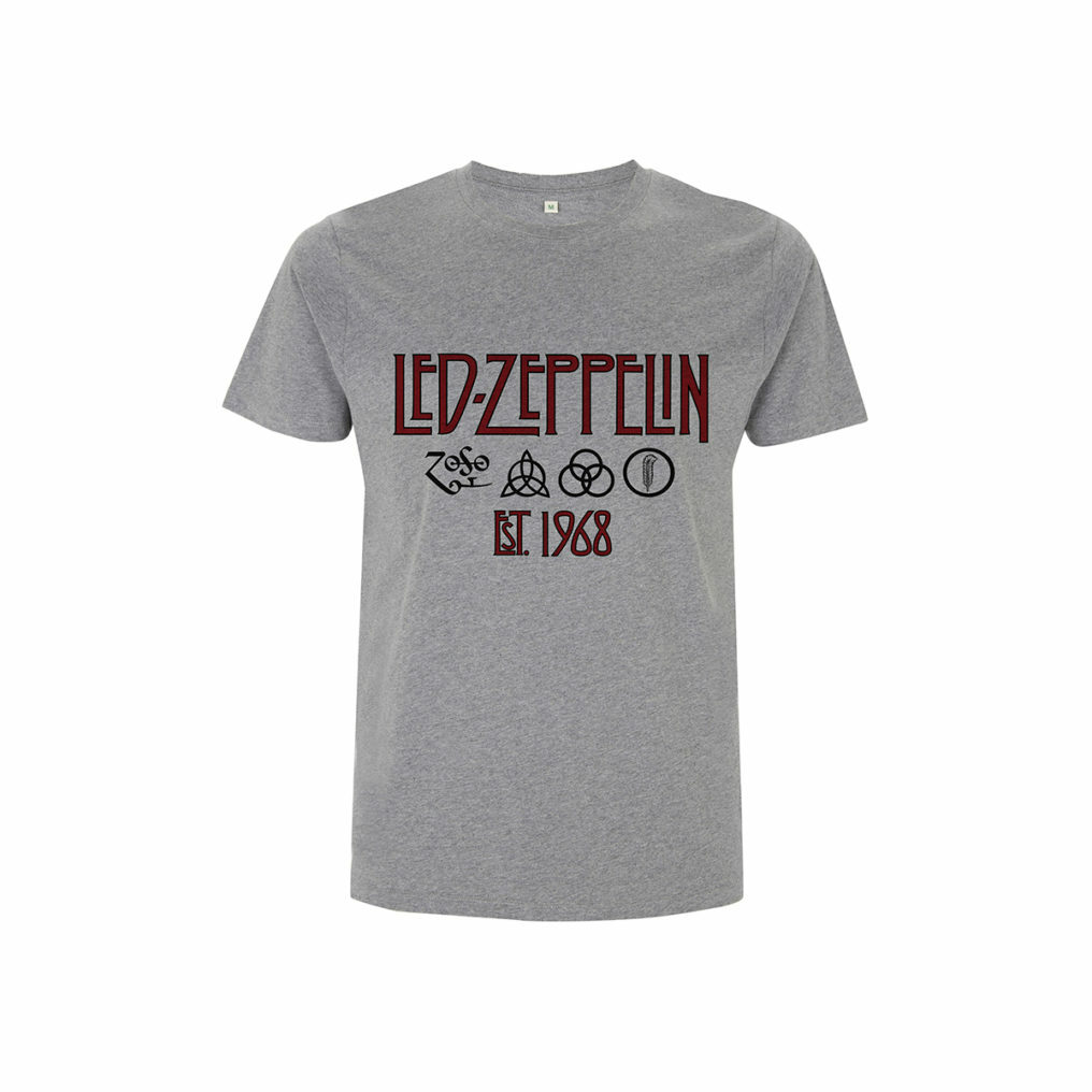 Led Zeppelin T Shirt Symbols Est 1968 Officially Licensed Grey