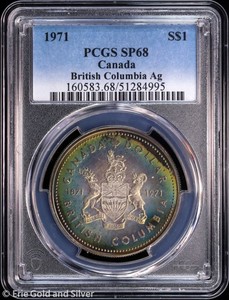 1971年 カナダ 1ドル PCGS SP66 コロンビア SV800 銀貨 1971年 カナダ