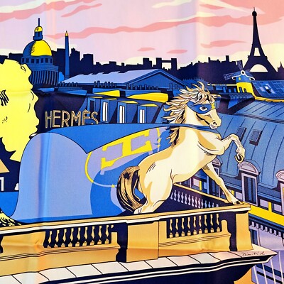 Authentic Hermes Minuit au Faubourg Silk Scarf 70 cm 27