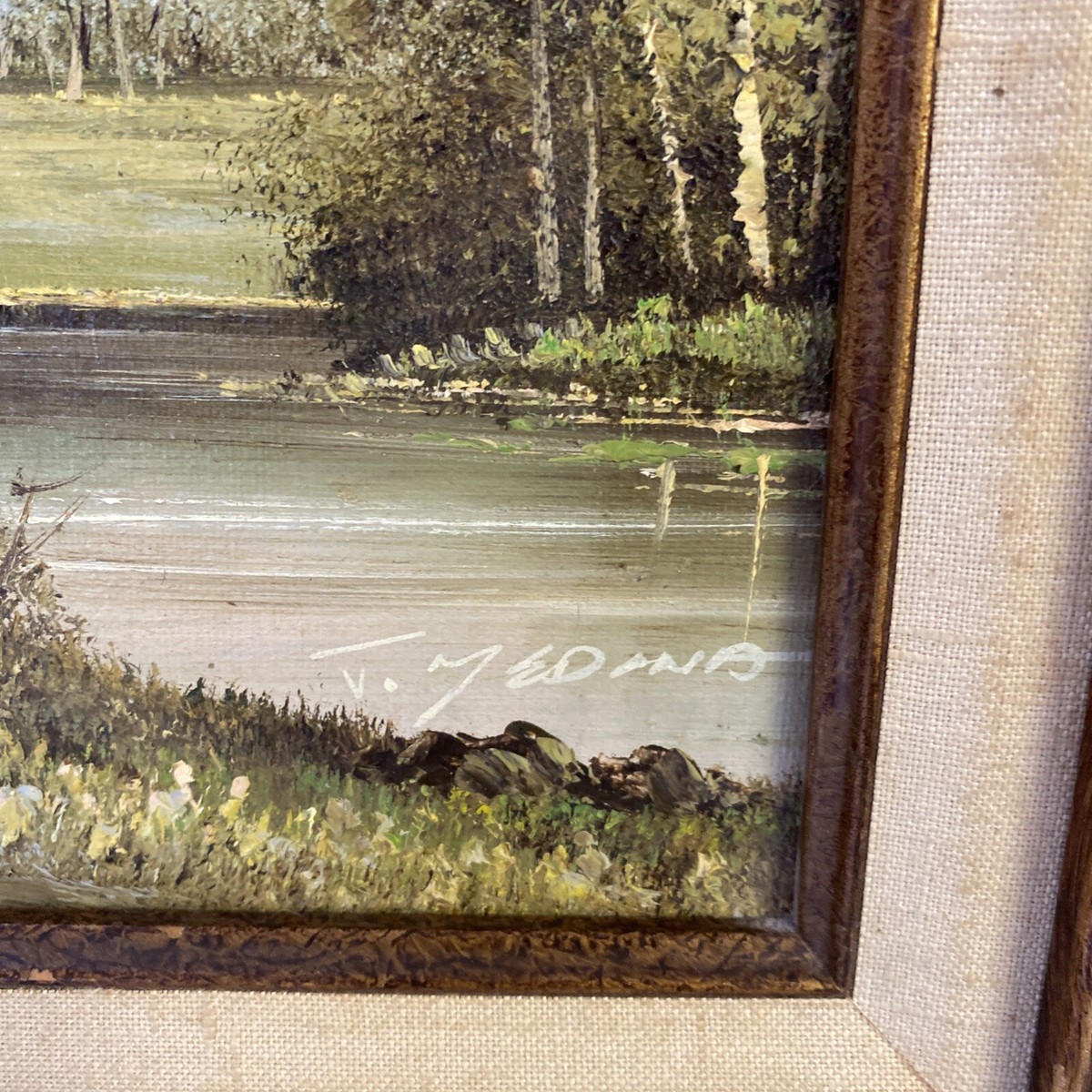 J. Medina Original Oil On Canvas 8 X 10 ~ Frame Measures 16” X 14