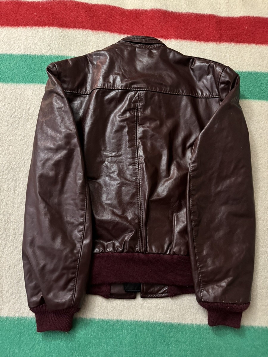 Vintage 60s 70s Oxblood Unbranded Talon Zipper Cafe Racer Leather