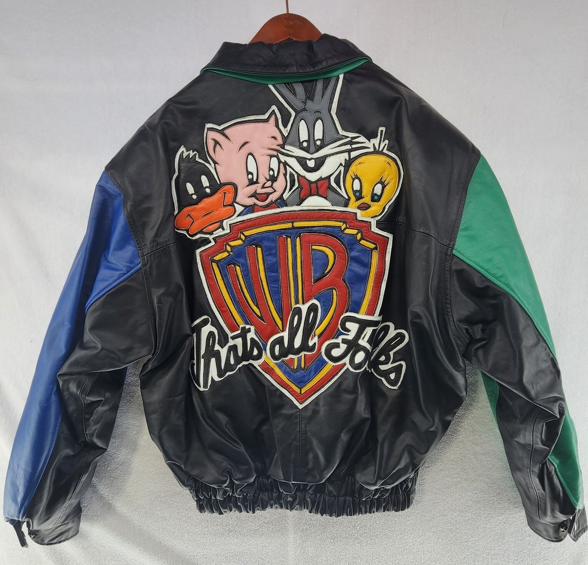 90s vintage looney tunes leather jacket