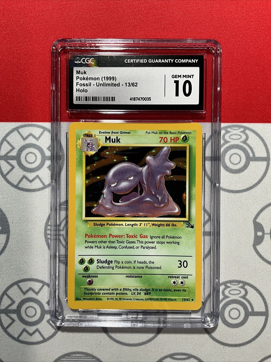 NEW CGC 10 GEM MINT Muk Fossil Holo Pokemon Card 13/62 PSA 0035 | eBay