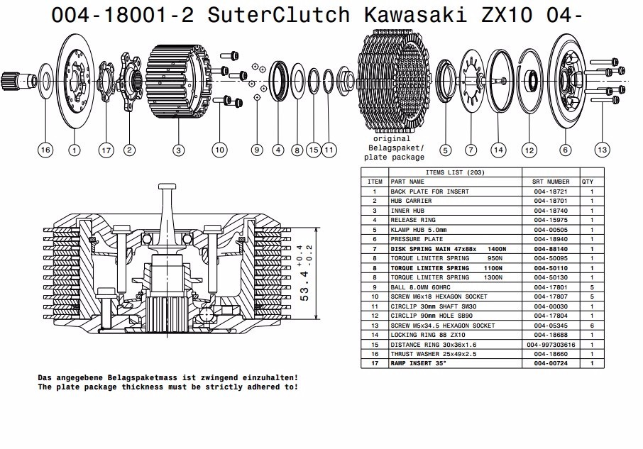 Suter Slipper Clutch, part# 004-18001, Fits 2004-2024 Kawasaki