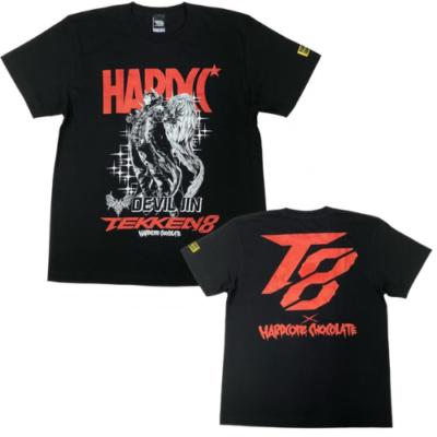 Tekken 8 x Hardcore Chocolate DEVIL JIN T-shirt Black Cotton Japan