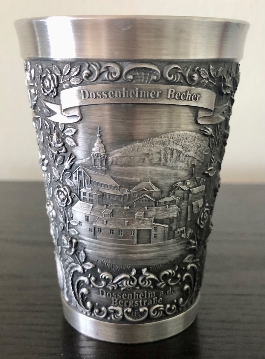 Vintage Original Zinn Becker 95% Pewter Embossed Cup, Made in