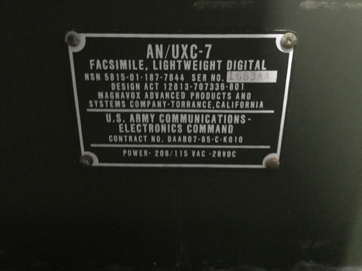 Military Radio Rugedized Digital Fax Machine An/uxc-7 Unissued