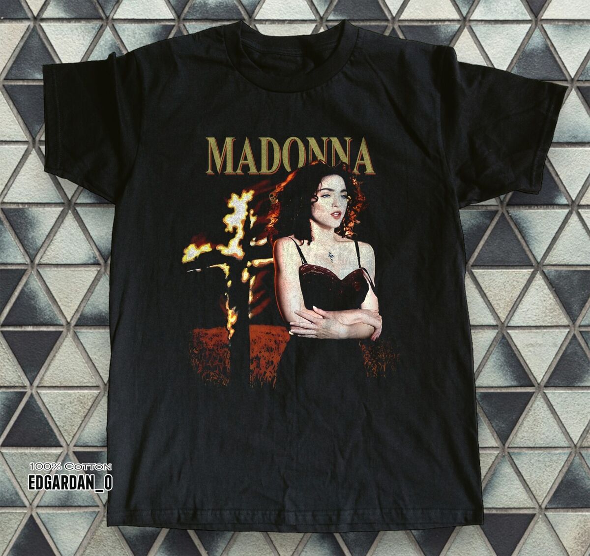 Vintage Madonna Like A Prayer Graphic Black Unisex T-shirt Size S