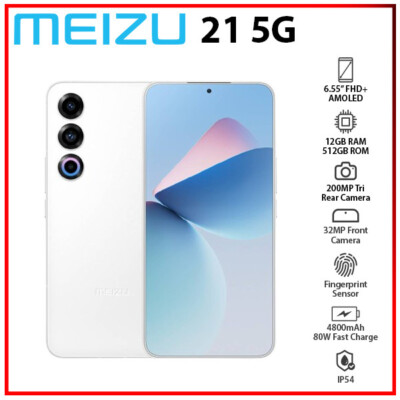 New) MEIZU 21 5G 12GB+512GB WHITE Dual SIM Unlocked Android Cell