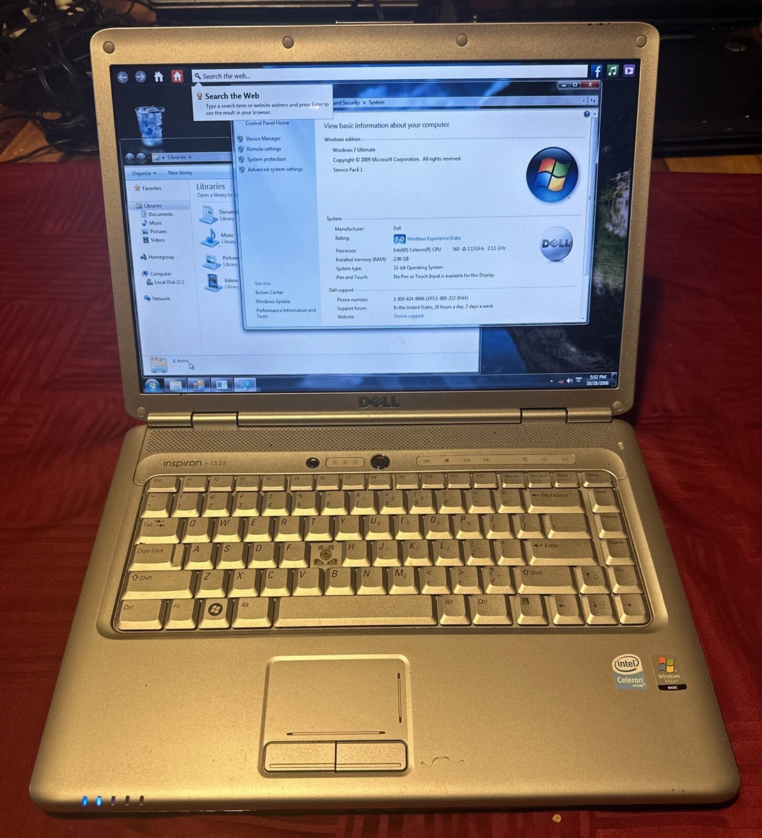 ノートパソコン DELL inspiron1525 Windows Vista ノートパソコン DELL