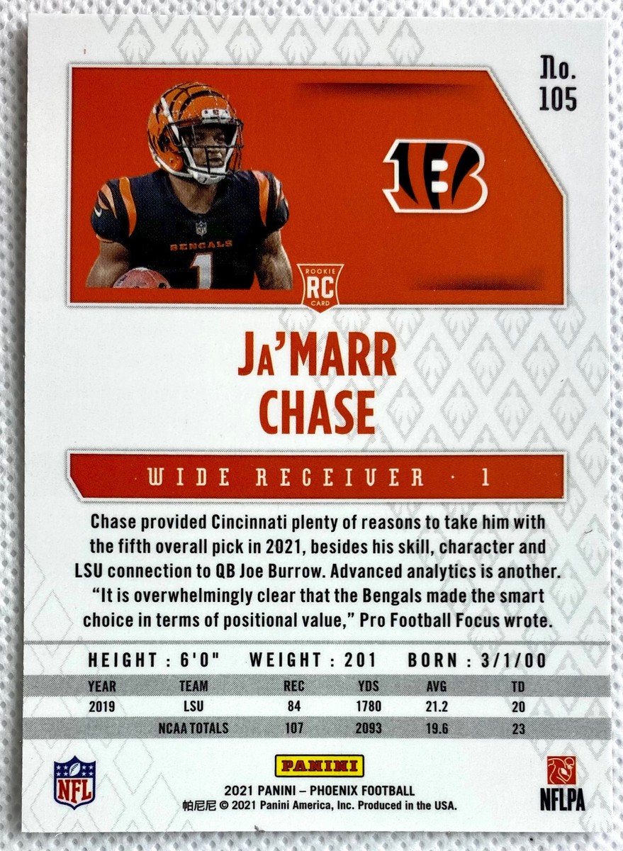 2021 Panini Phoenix Ja'Marr Chase Rookie Fire Burst Card RC #105