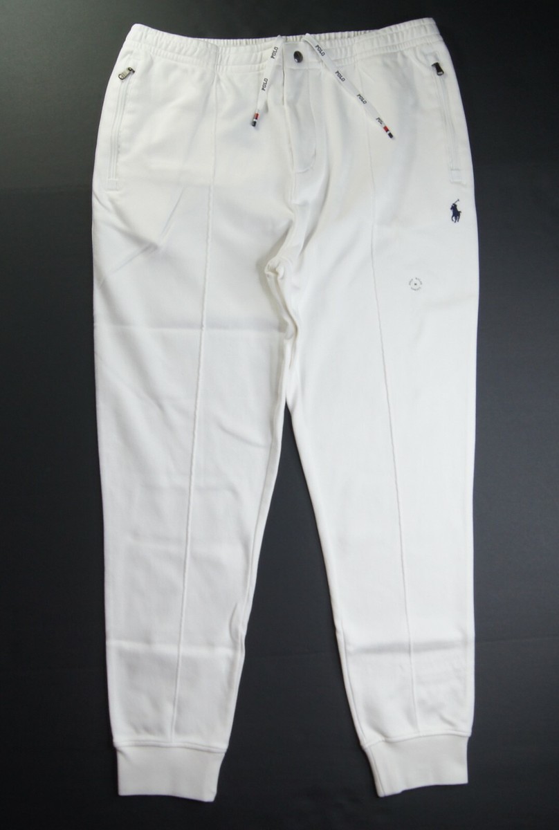POLO RALPH LAUREN Men's White Interlock Cotton Pin-tucked Jogger