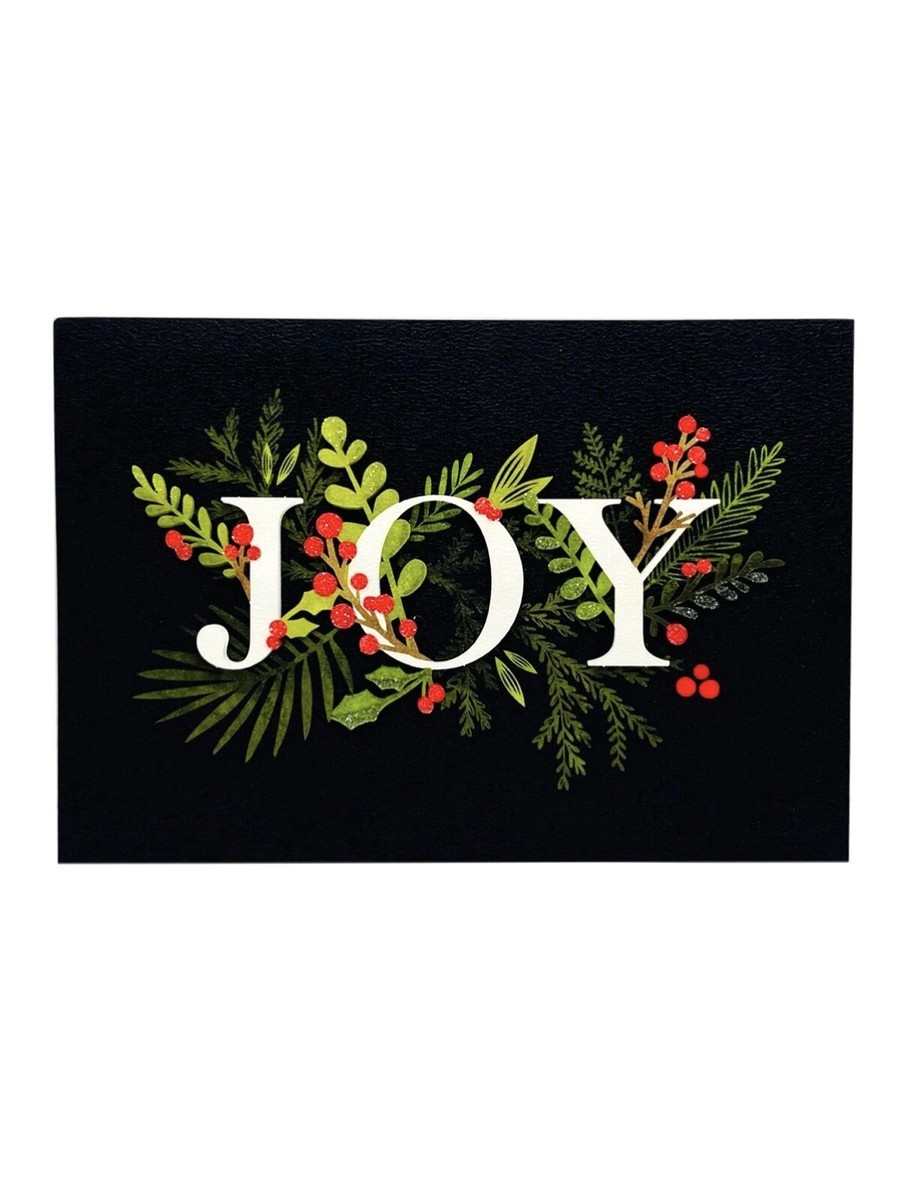 Joy To You Christmas Card 3D Laser Cutout w/ Glitter Hallmark