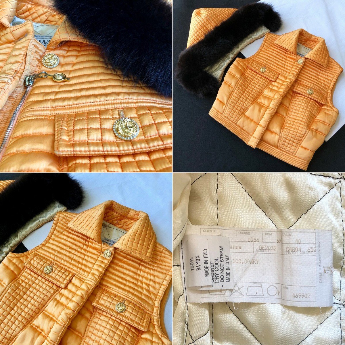 1992/93 GIANNI VERSACE sleeveless quilted puffer jacket w