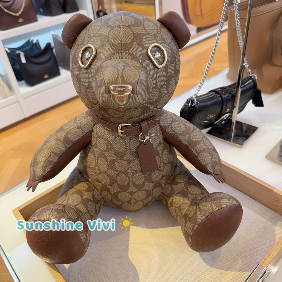 NWT COACH Large Leather Collectible Bear Signature Logo Teddy Bear