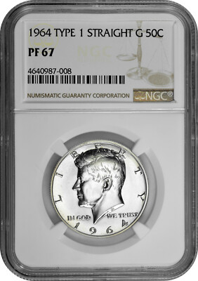 1964 Type 1 Straight G 50c Silver Proof Kennedy Half Dollar NGC PF