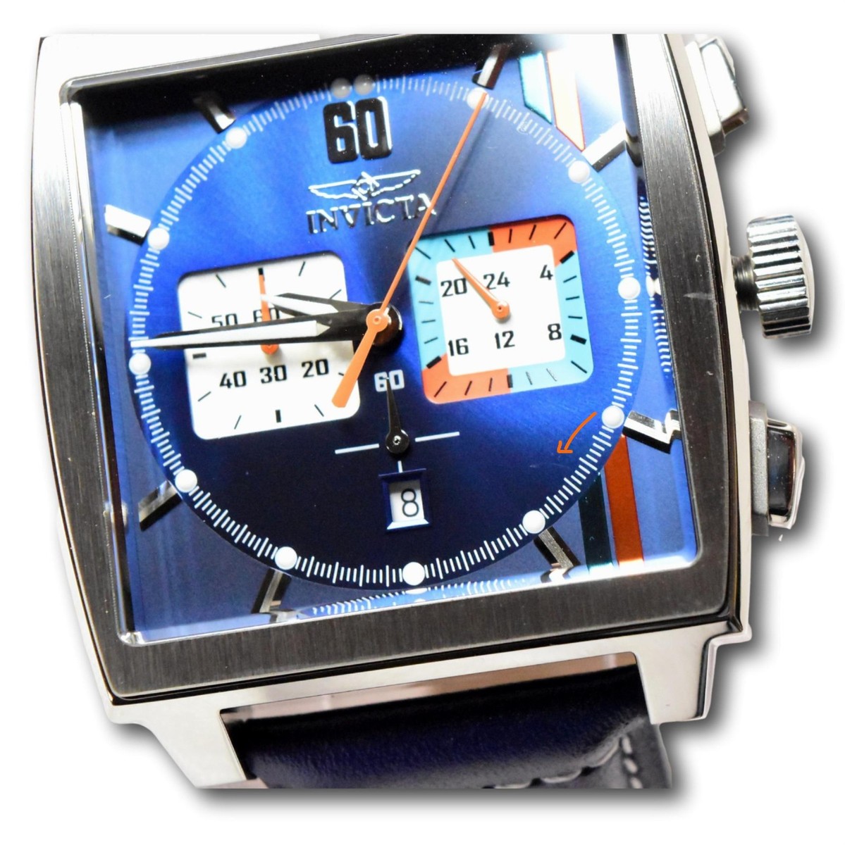 Invicta S1 Rally Cuadro Men's 45mm Dark Blue GMT Leather Chrono