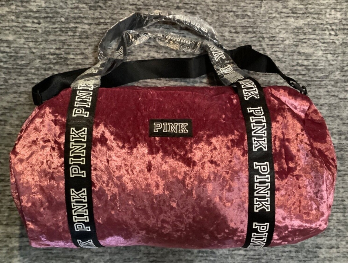 Victoria's Secret Pink Crushed Velvet Mini Duffle Bag Dahlia Pink