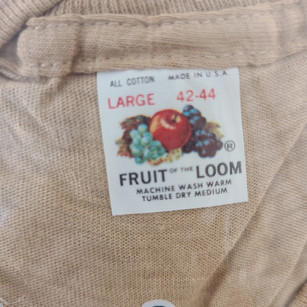 Vintage Fruit Of The Loom T Shirt NOS Pocket 70s Tan L 42-44 | eBay