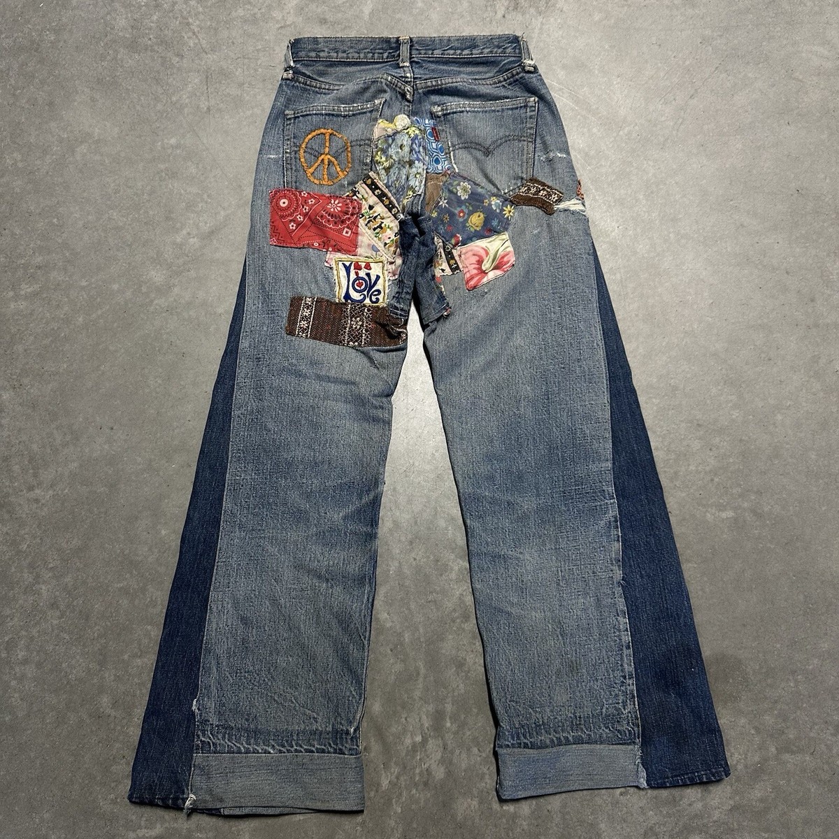 VTG 60s Levi's 501 Big E Selvedge Denim Bell Bottom Jeans Hippie