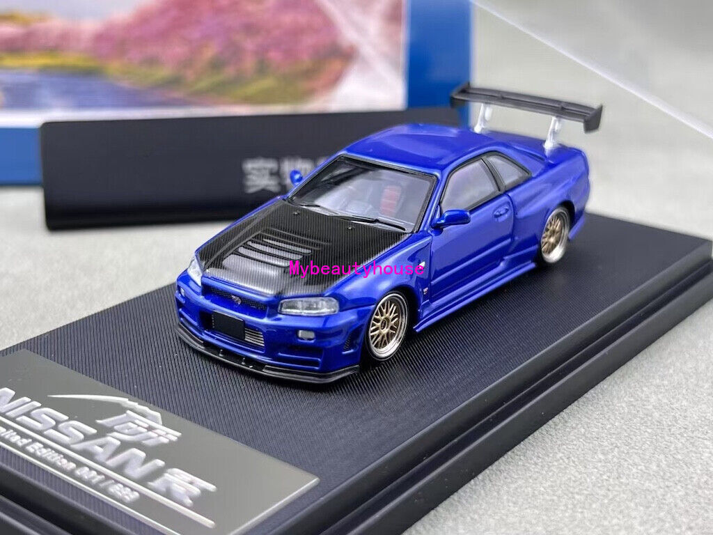 Fuji 1:64 Blue Carbon Skyline GTR R34 Nismo Z-Tune Model Diecast