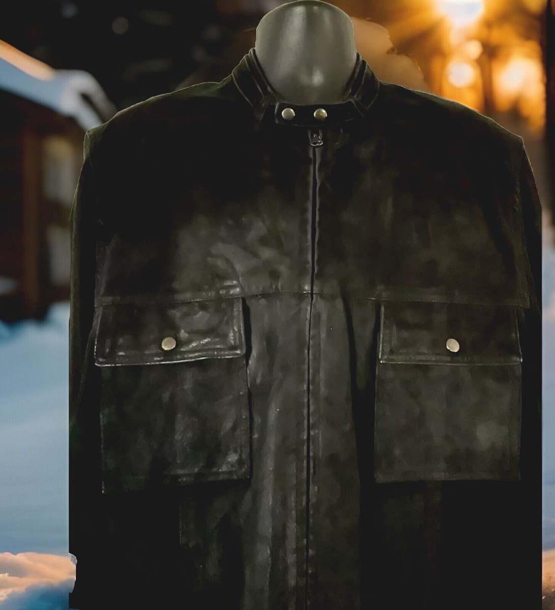 ADOLFO SUEDE-LEATHER FRONT KNIT ZIP UP MOTO STYLE JACKET BLACK