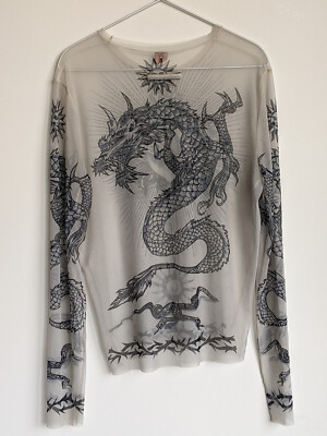 Jean Paul Gaultier Soleil JPG SS96 mesh tattoo print original Safe