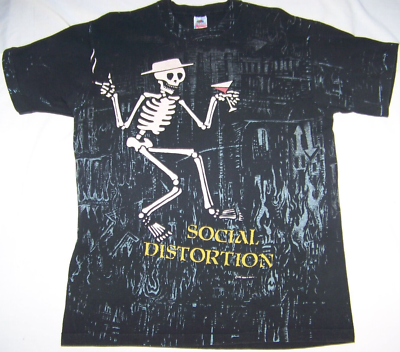 Vintage 1992 Social Distortion T-shirt All Over Print Skull