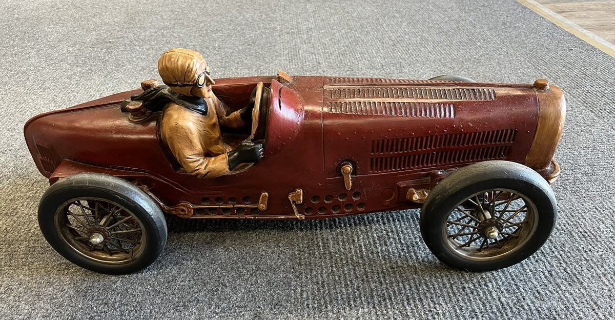 Bugatti 1920s-1930s Style Resin Race Car w/driver Sculpture