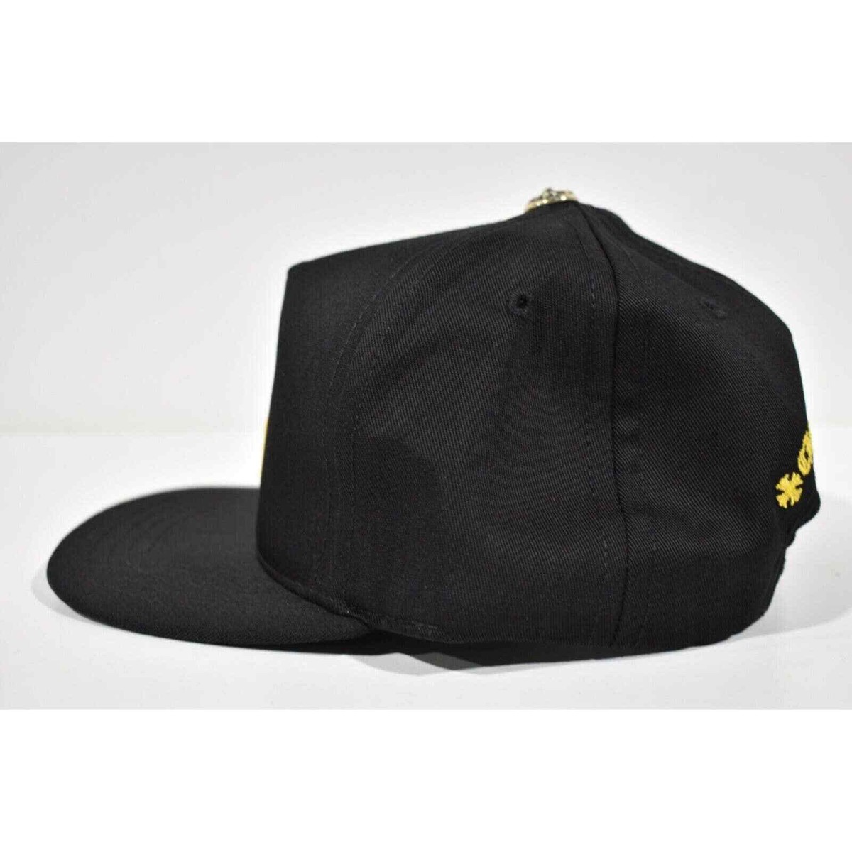 Chrome Hearts CH Logo Trucker Black Yellow Baseball Cap Snapback