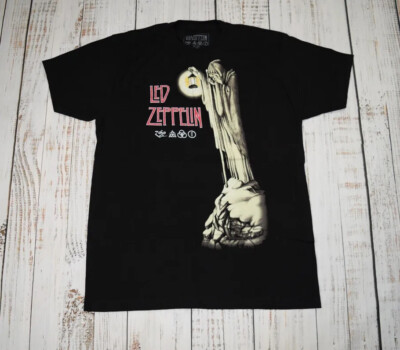 LED ZEPPELIN STAIRWAY TO HEAVEN WIZARD SHIRT LOGO MENS BLACK ROCK
