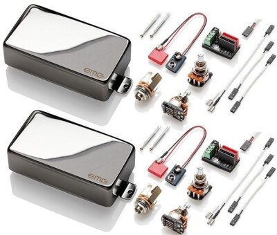 EMG 81 + 85 CHROME ACTIVE SOLDERLESS HUMBUCKER SET SHORT SHAFT