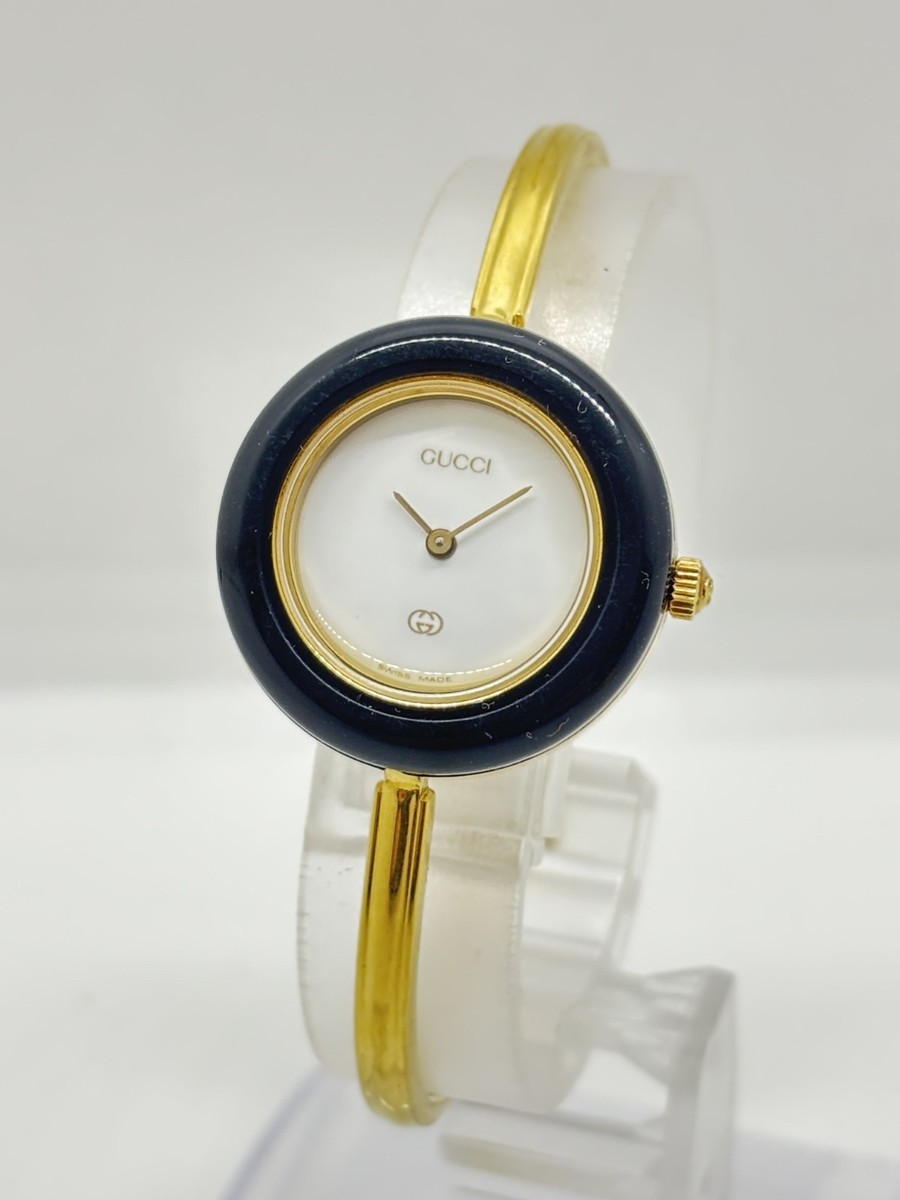 Exc+5] Gucci 11/12 Change Bezel Quartz Watch White Dial Gold Case