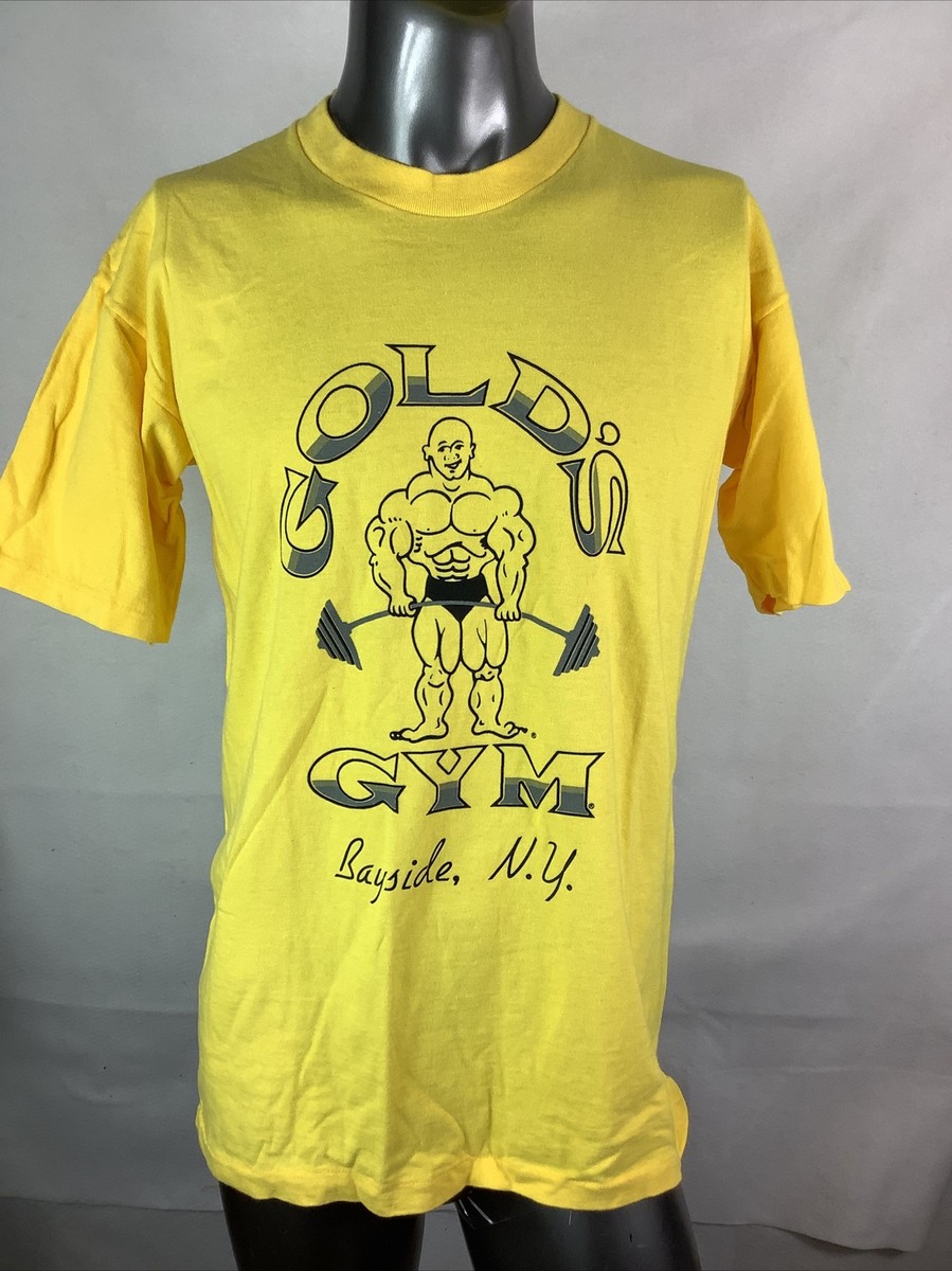 VTG Gold's Gym Bayside, NY Muscle Yellow T' Shirt Men's USA