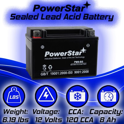 PowerStar YTX9-BS Battery for Kawasaki ZX600 Ninja ZX-6R 2007 to