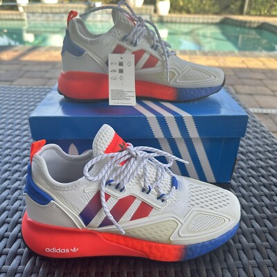 Adidas ZX 2K Boost J White Solar Red Kid's Athletic Shoes FX9519